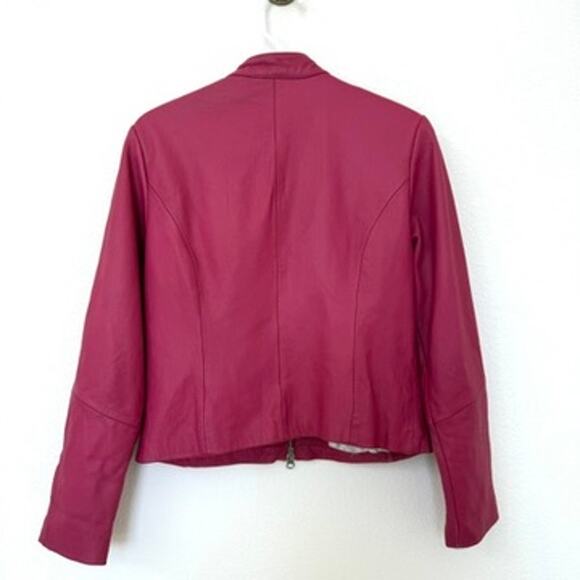 Wilsons Leather Maxima Genuine Leather Jacket Berry Red Moto Style M - Picture 2 of 8